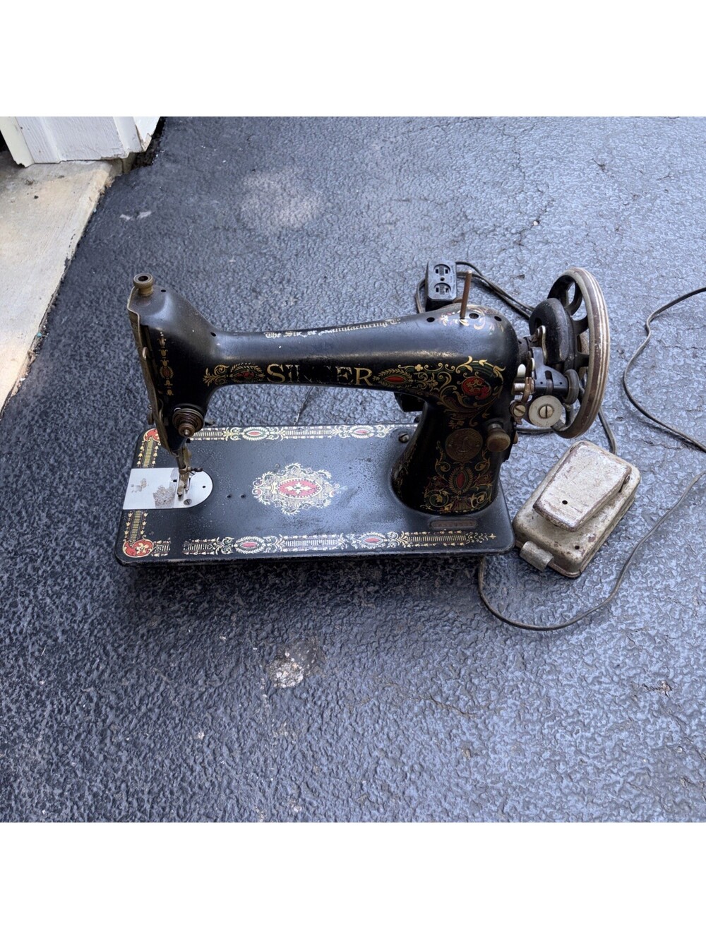 Vintage Singer 66 "Red Eye" Electric Sewing Machine with Foot Pedal -not Tested